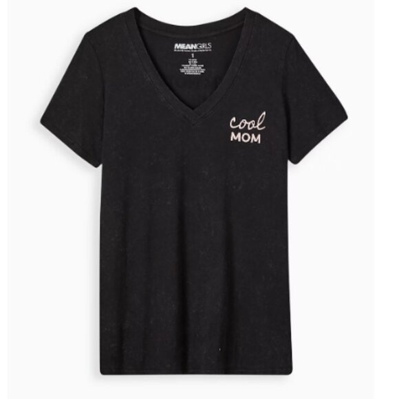 Torrid Classic V-Neck Tee, 'Cool Mom', Cotton, Grey - Picture 2 of 6